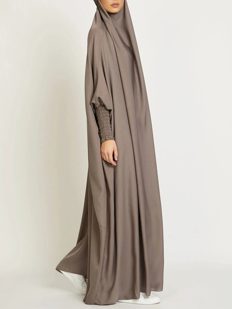 Dubai Turkey Big Hemline Solid Robe Dress