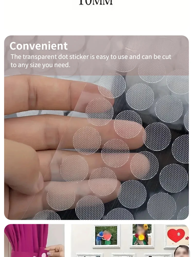 10mm 500 Pairs of round Velcro Transparent Ultra-thin Strong Self-adhesive Kindergarten Wall Stickers