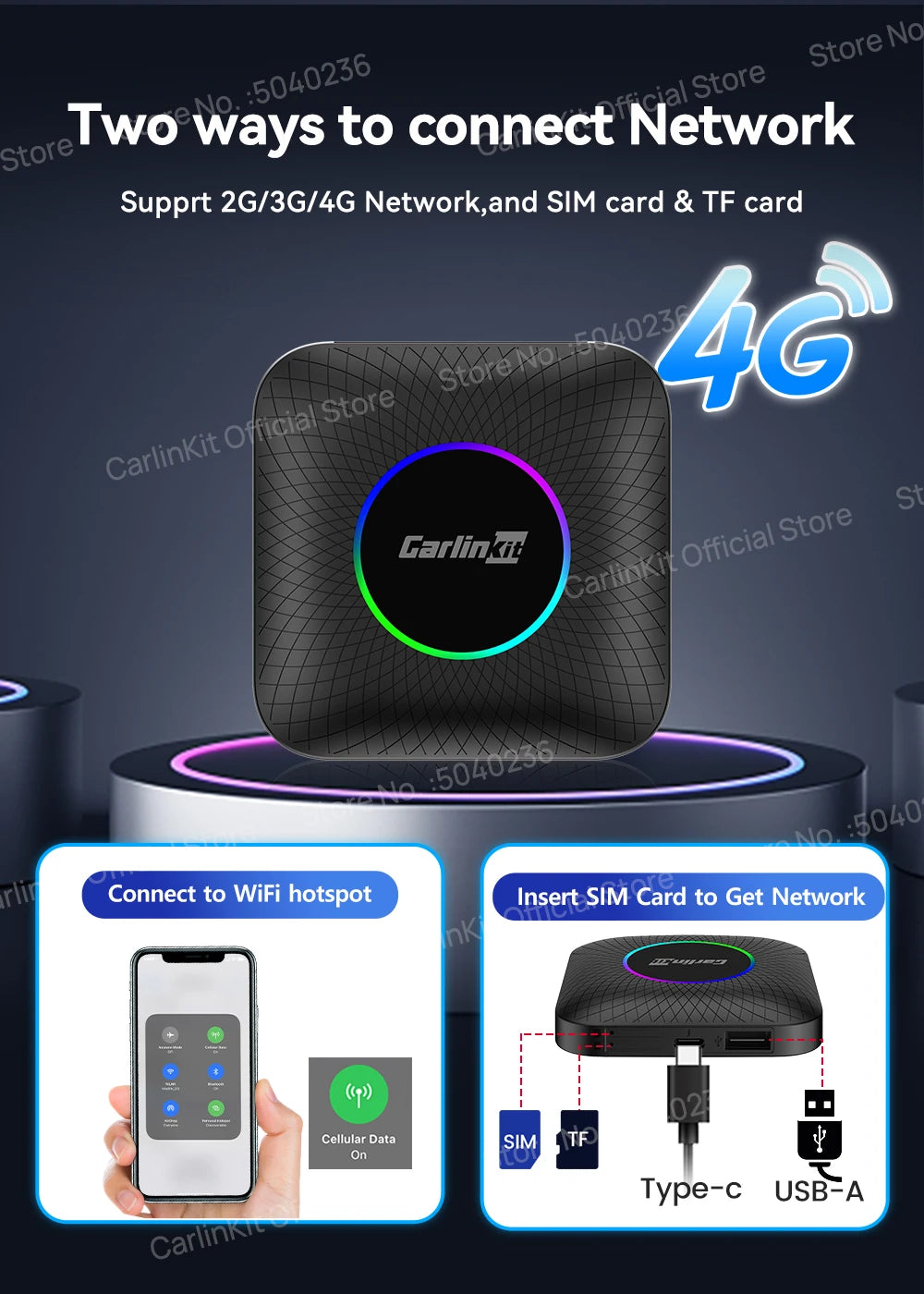 CarlinKit Android 13 SDM660 6225 CarPlay Ai Box LED 8-Cores Wireless Android Auto& CarPlay Car USB Adapter 64G 128G FOTA Upgrade