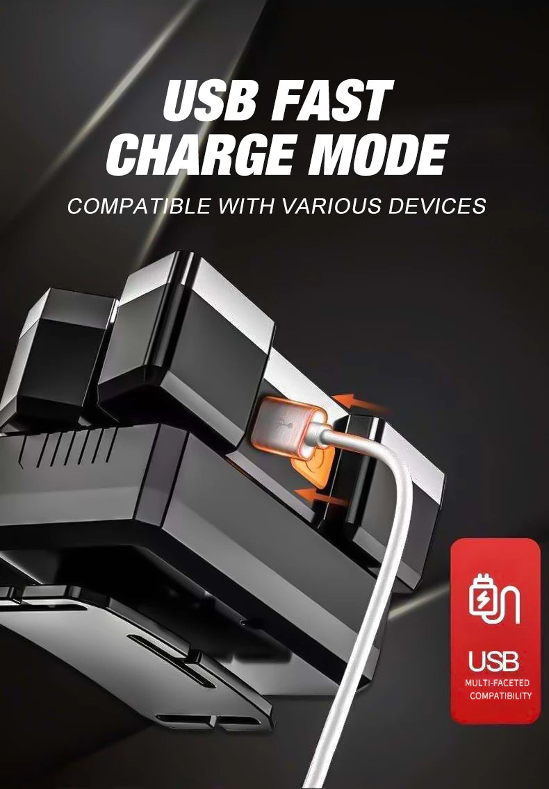 LED five hole work light with four lighting modes supporting USB charging and equipped with a charging indicator light