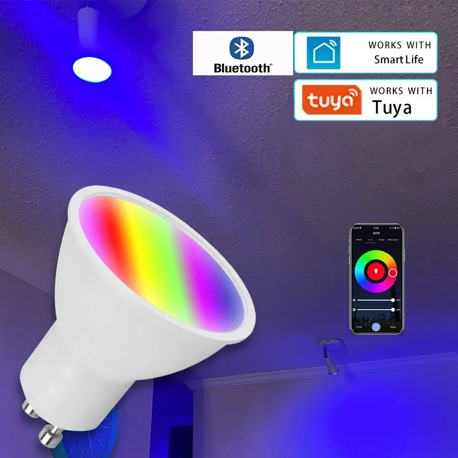 Tuya GU10 WiFi Bluetooth Smart LED Bulb 5W RGB 220V 110V LED Light APP Remote Control Dimmable Lamp Alexa Google Home Assistant