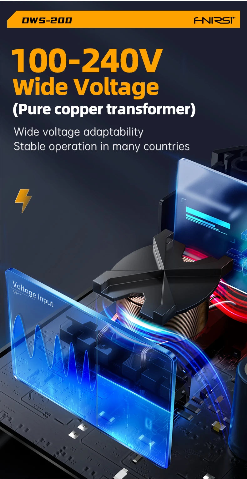 FNIRSI DWS-200 200W Power Repaid Heating Soldering Iron Staion C210 C245 Solder Iron Handle Electronic Welding Rework Station