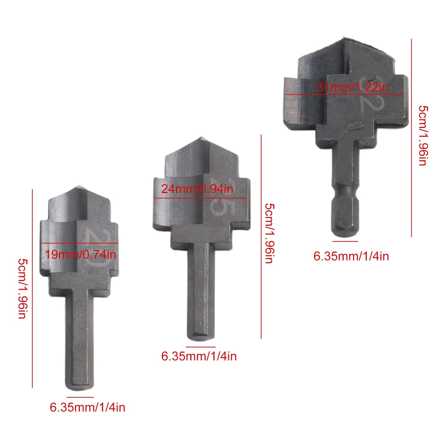 3pcs PPR Lifting Drill Bit Step Socket Water Pipe Expansion Connector Drill Punch Plumber Reamer Ream Hole Elbow Tee Tool