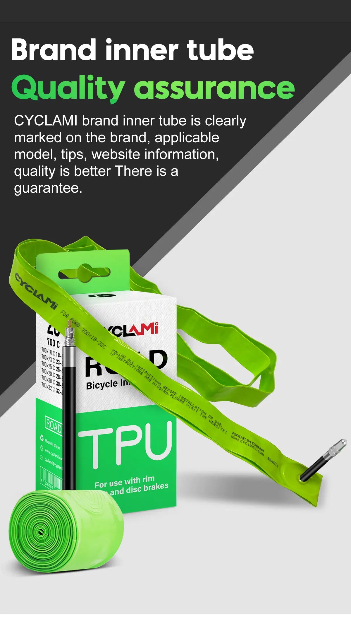 CYCLAMI TPU Material Ultralight Bike Inner Tube 700C 18 32 Road MTB Bicycle Tire 45 65 mm Length French Valve Tyre Repair Tools