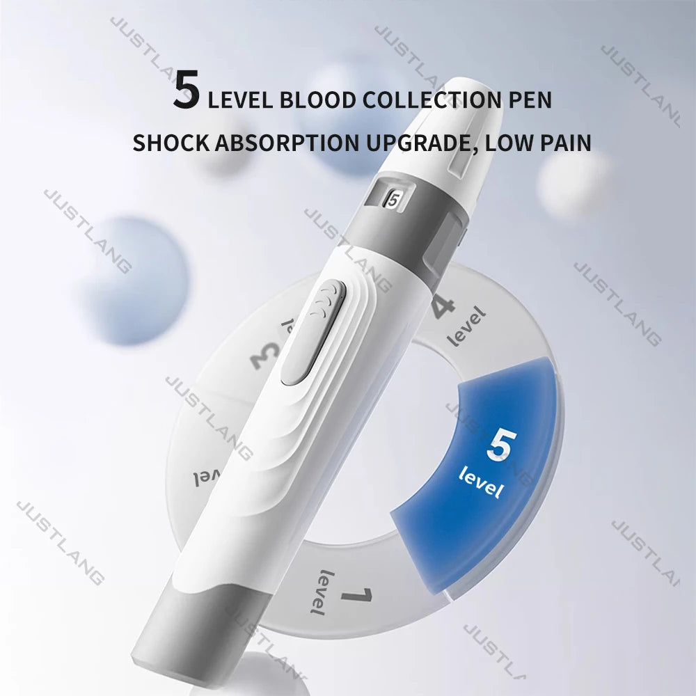 JUSTLANG Medical Glucometer 50/10 SET  Blood Glucose Meter Mmol/L Mg/dl Glucometro for Diabetes Sugar Test Strips Lancets