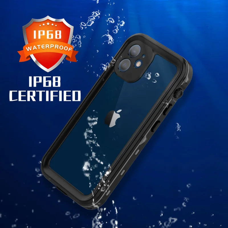 IP68 Waterproof For IPhone 16 15 14 13 12 11 Pro Max XS XR 7 8 Case RedPepper Clear Cover Diving Underwater Swim Outdoor Sports