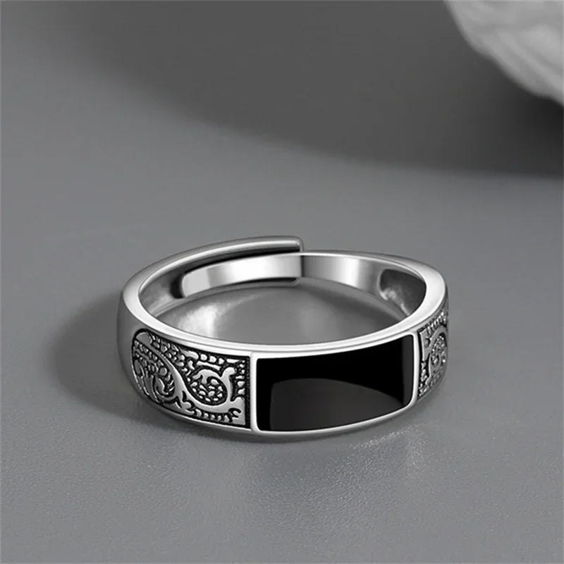 2024 New Vintage Dragon Pattern Titanium Steel Ring for Men Women Simplicity Single Party Opening Adjustable Ring Jewelry Gift