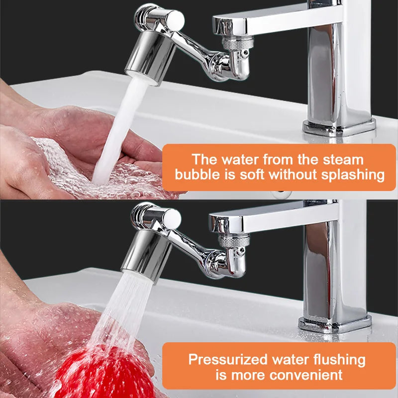 Universal 1080 °Swivel Robotic Arm Swivel Extension Faucet Aerator Kitchen Sink Faucet Extender Mixer Tap Nozzle Water Flow Mode