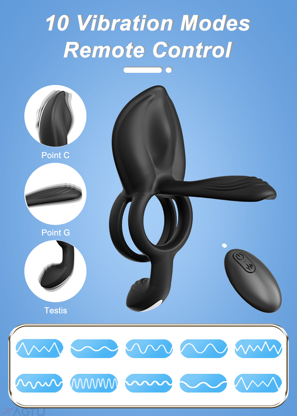 Vibrating Cock Ring for Men Remote Control Penis Ring Ejaculation Delay Chastity Cage Clitoris Stimulation Sex Toy for Couples