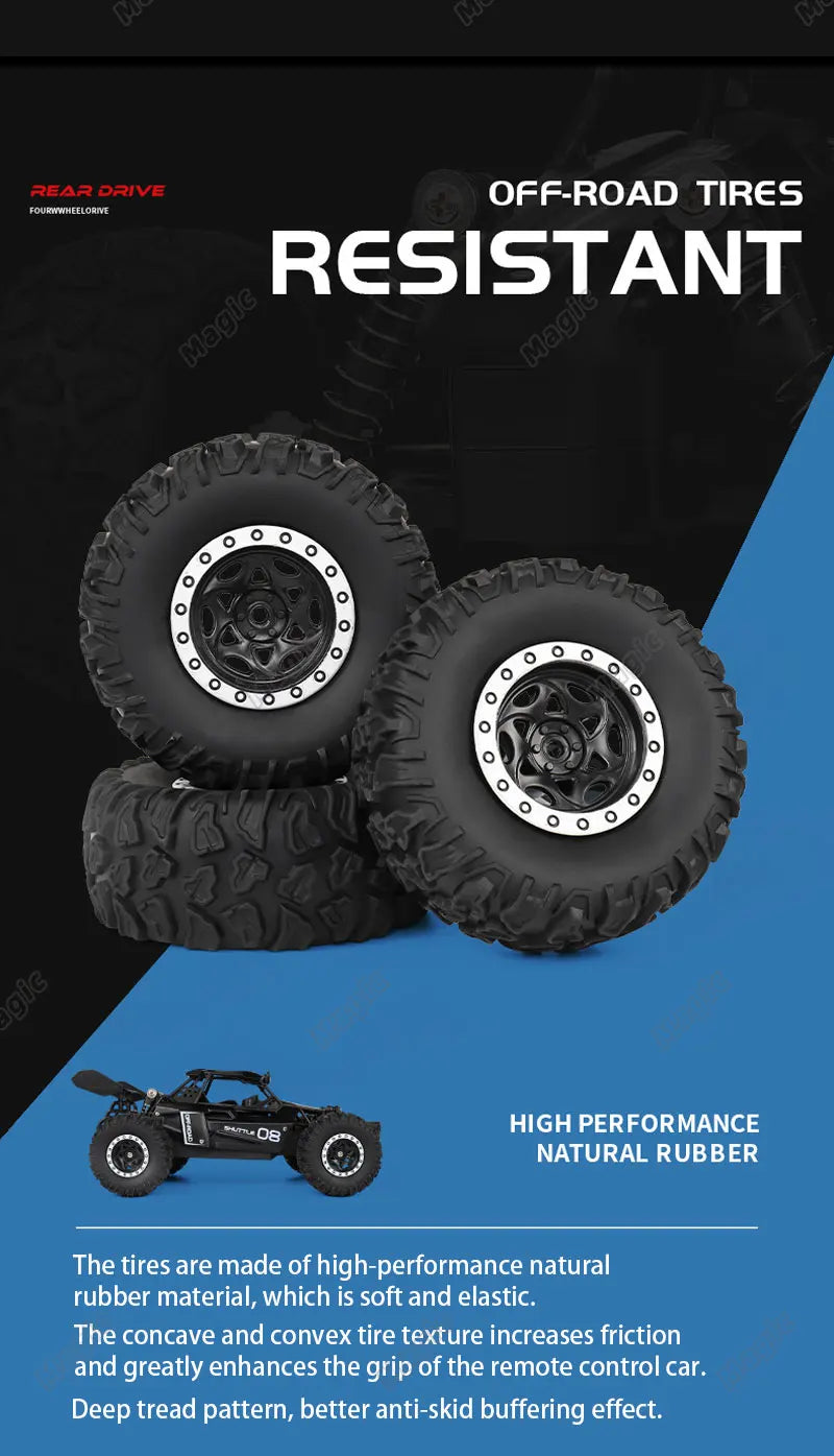 DK087 1:16 2WD Brushless High-Speed Off-Road Remote Control Drift Racing Car 20KM/H with LED Lighting 2x2 RC Truck Car Model Toy