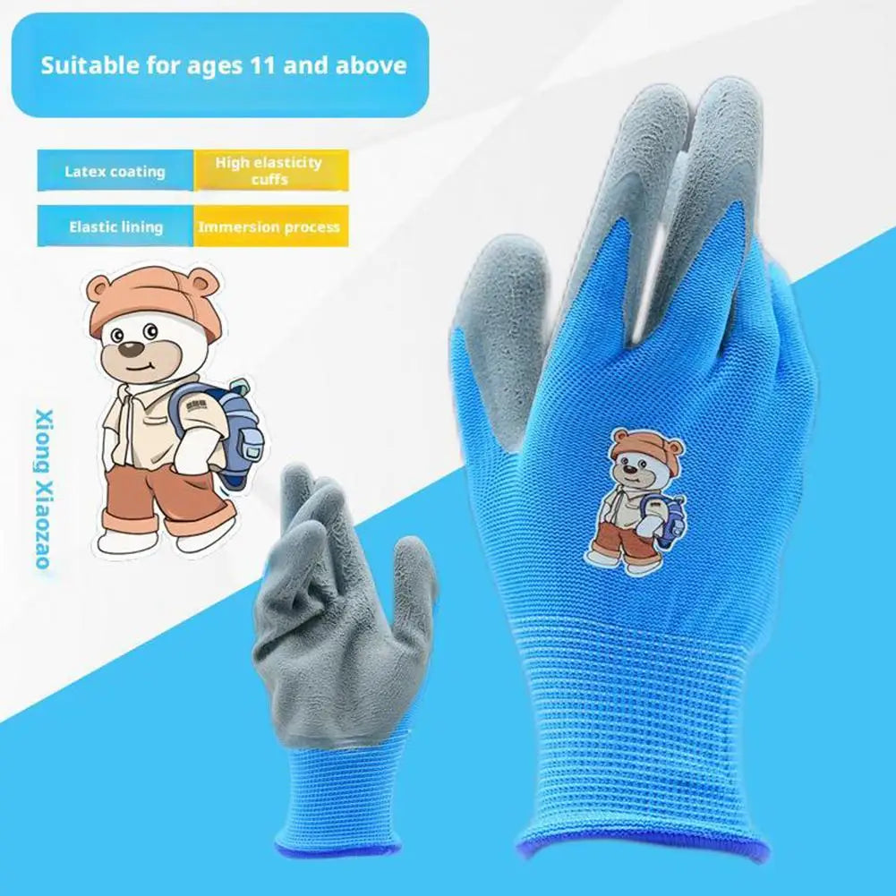 Gardening Gloves Kids Durable Waterproof Garden Work Gloves Non-Slip Children Safety Yard Work Gloves Portable Garden Supplies