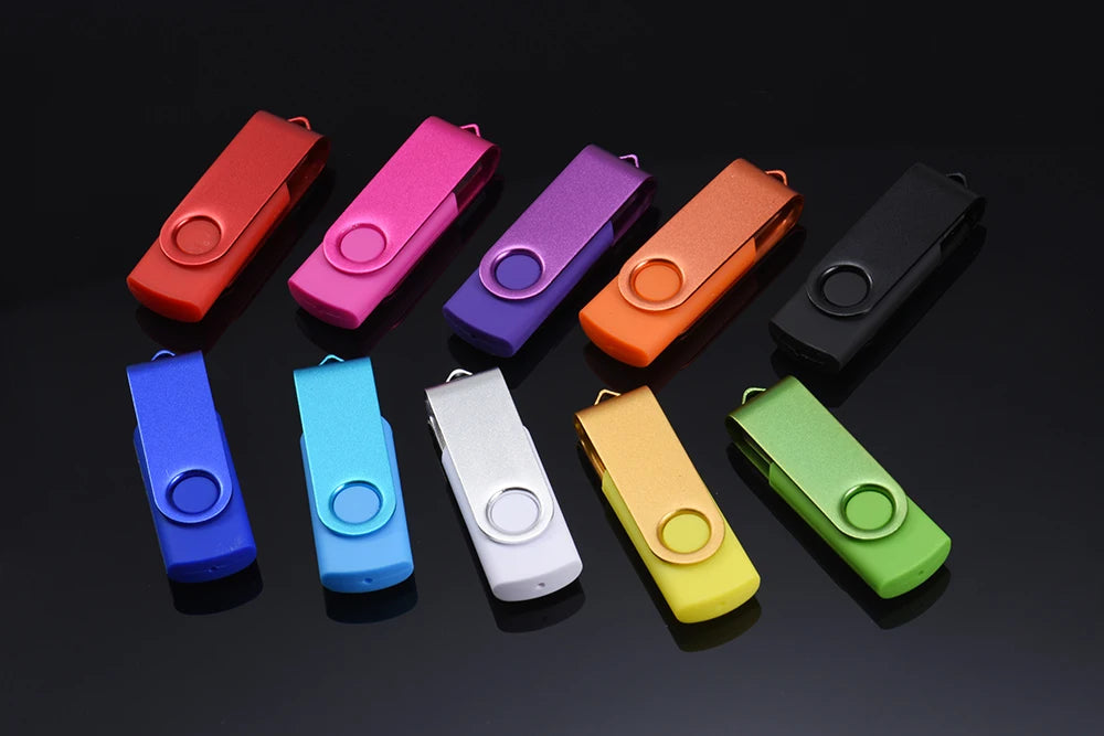 JASTER 360° Rotatable USB Flash Drive 64GB Free Key Chain Pen Drive 32GB Metal Clip Memory Stick 16G Black Red Blue Green U Dis