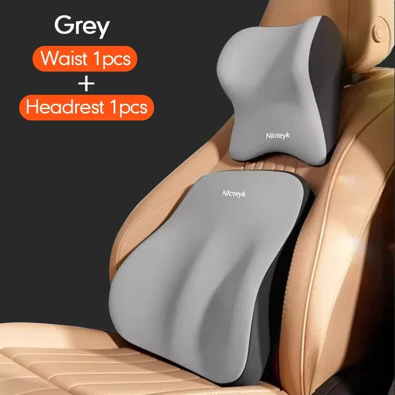 Car Memory Foam Headrest Car Neck Pillow Lumbar Waist Cushion Universal Waist Support Car Seat Pillow Accessories Interiors