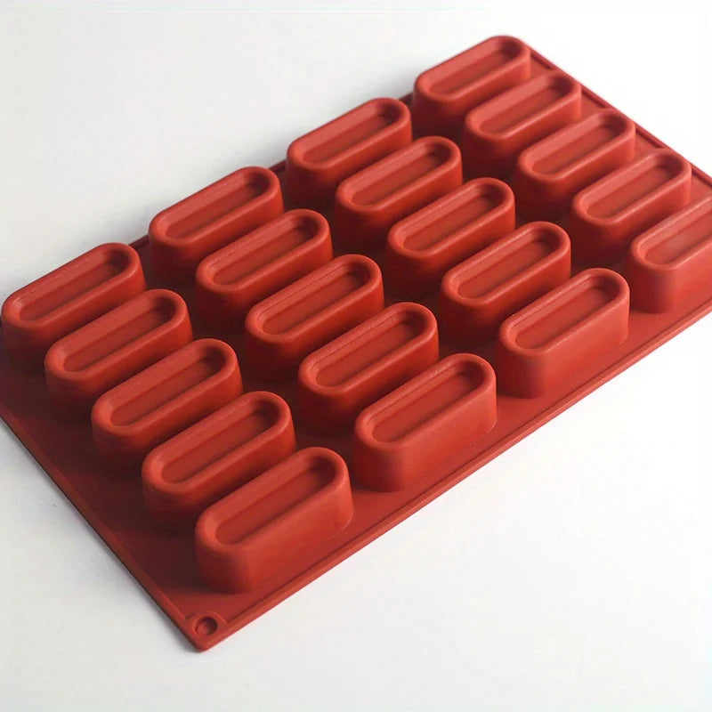 20Cups Silicone Mousse Cake Baking Mold Candy Mould French Dessert, Pastry, Chocolate Ice Cream Mold 3D Concave Eclair Shape