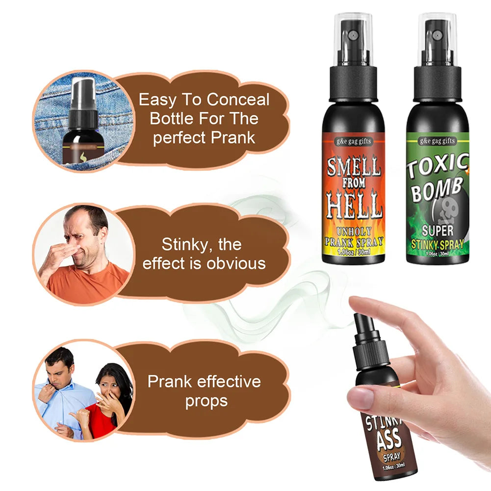 30ml Fart Gag Spray Prank Joke Plastic Spray Can Stink Party Supplies Stinky Fart for Adults Kids Non Toxic Halloween Funny Toys