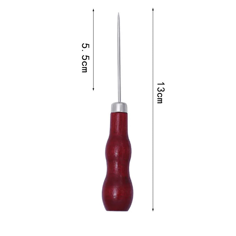 1PC/8PCS Awl Pricker Hole Maker Tool Punch Sewing Stitching Leather Craft Wooden Handle