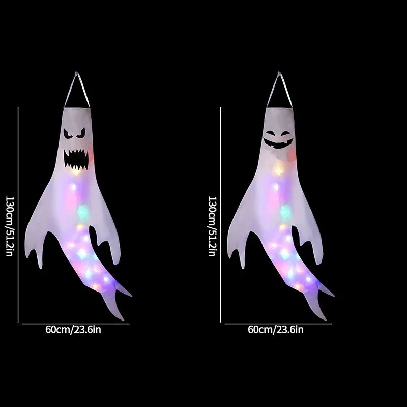 Halloween Ghost Hanging Decorations Glowing Ghost Windsock  Hanging Pendant for Outdoor Horry Hallow Day of The Dead Decoration