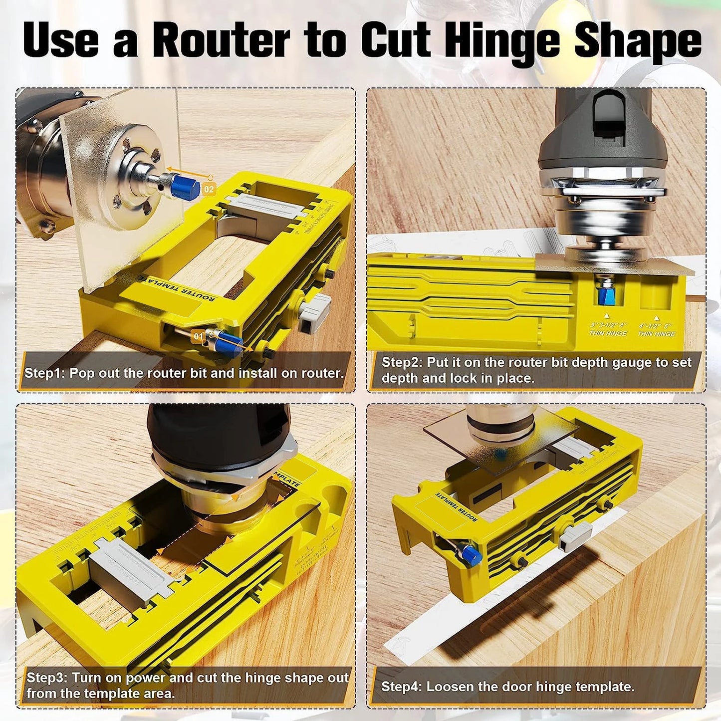 New Door Hinge Routing Jig And Hinge Jig Plastic 3‑5in Length 1/4‑5/8in Radius Hinge Router Template for Woodworking Tool（green）