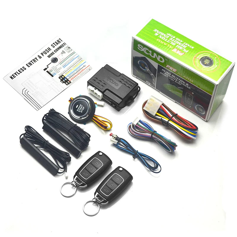 Universal Car Push Button Start Stop Keyless Entry Starter System Cell Phone Bluetooth APP PKE Remote Control Ignition Car Alarm