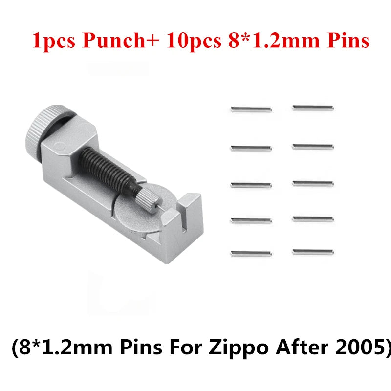 11pcs/Set Disassemble Pin Tool Base & Replacement Hinge Pins For Zippo Kerosene Lighter Shell Link Pin DIY Replace Repair Kit