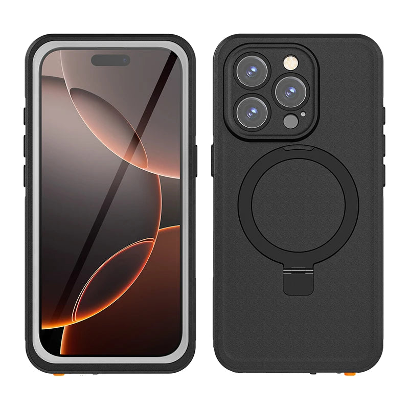Magnetic Charging with Stand Anti Fall IP68 Waterproof Case For iPhone 16 15 Pro Max Plus Drop proof Diving Swim Outdoor Sport