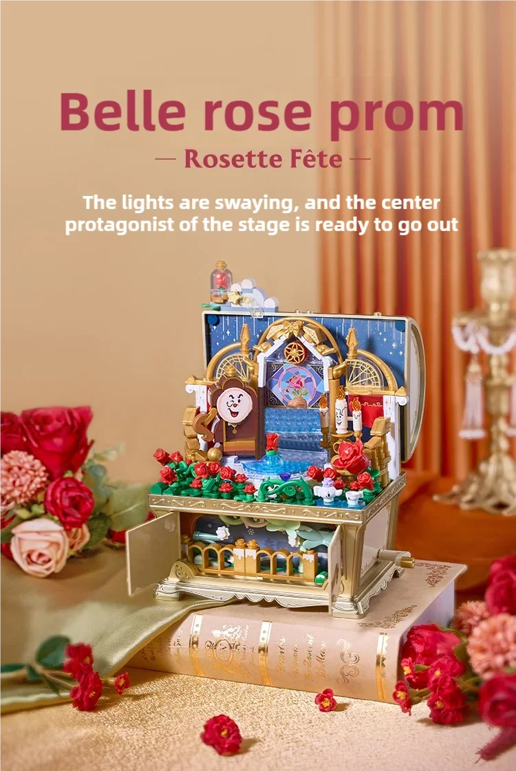 Fairytale Music Box Treasure Chest Fairy Tale Scene Model Bricks Set With Mini Figure Doll Desktop Deco Kids DIY Toys Girl Gifts
