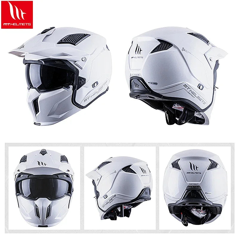 Spanish MT Streetfight Motorcycle Helmet Retro Street Fighter Combination  Four Seasons Detachable Full Face