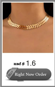 Lacteo Trendy Gold Color Petals Shape Short Neck Chain Necklace Choker for Women Jewelry Collar Clavicle Necklaces Gifts Party