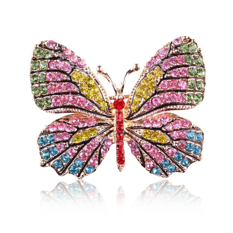 Rhinestone Butterfly Brooch, Glittering , Multi-color Optional, For Women Small Gift