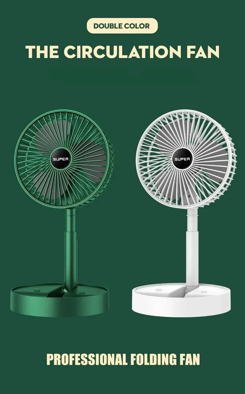 Desktop Foldable Retractable Small Fan Mini Portable Charging USB Home Low Noise High Duration Standby Mini Electric Fan