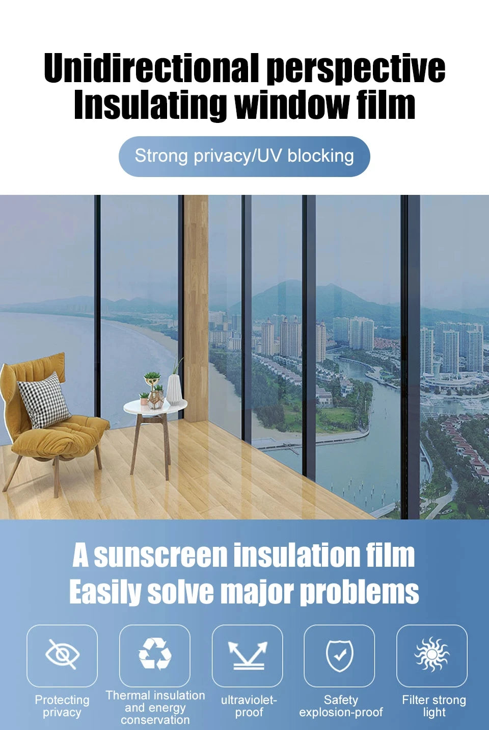 House Anti Look Window Privacy Film Adhesive Vinyl Mirror Foil One Way Car Glass Screen Tint Stickers Rolls UV Protection Tools