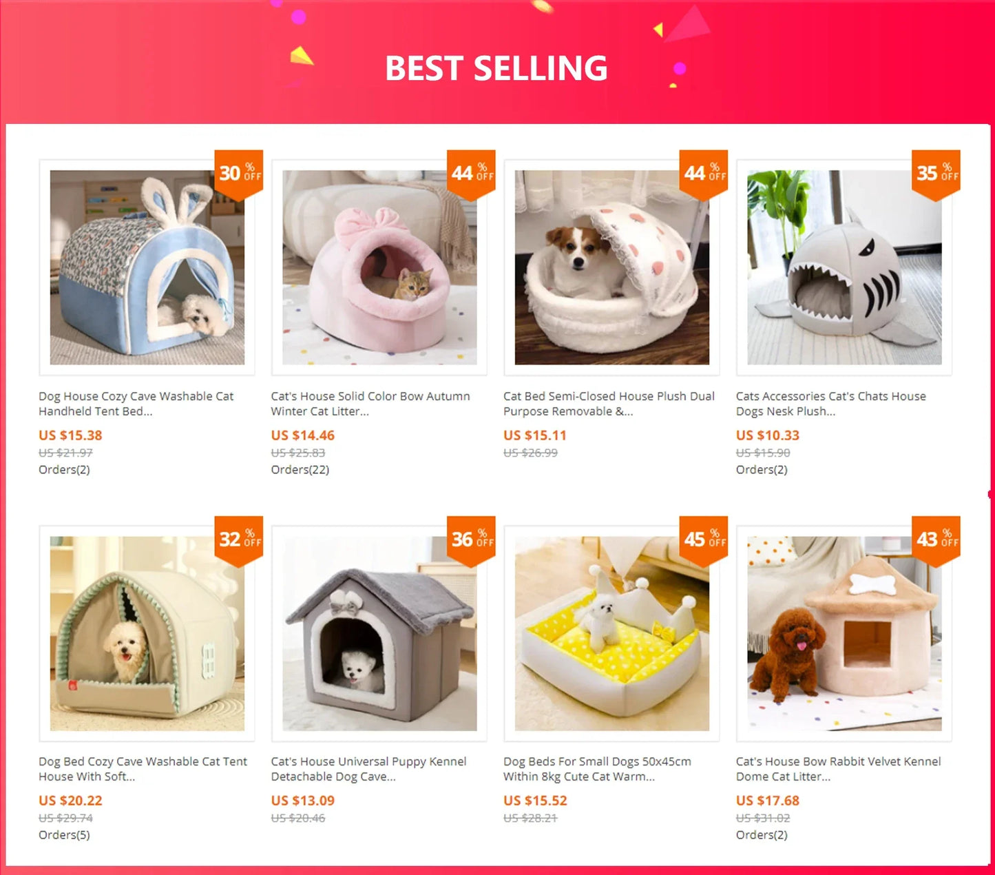 Puppy Cat Cave Bed with Washable Cushion Soft Warm Hideout Cute Pink Beds And Furniture Basket for Dog Pet Accessories