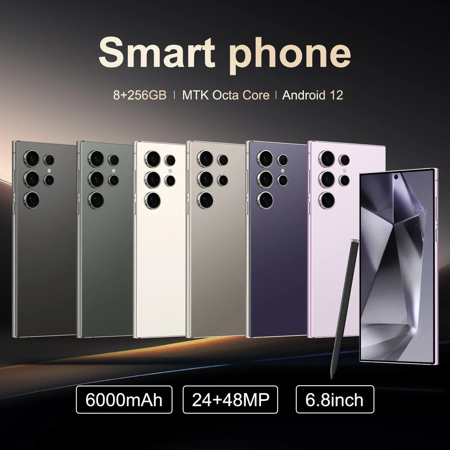 S24 Pro,Smartphone  Android,6.8 inch,8GB RAM,256GB ROM,Dual SIM,Mobile phone,Google Play Store,24+48MP,6000mAh,celulares