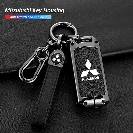 Leather Car Key Case Full Cover Protection Shell Bag For Mitsubishi Outlander Lancer 10 Pajero Sport ASX RVR L200 Eclipse Cross