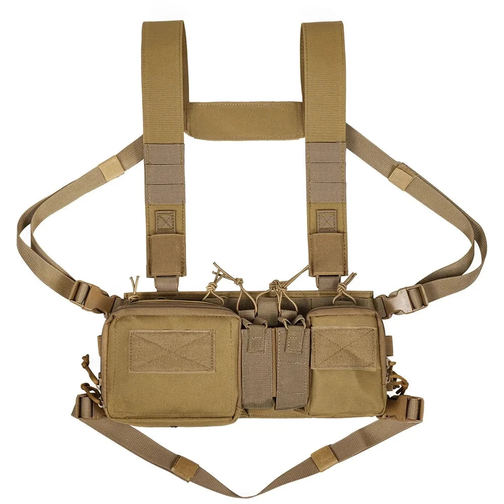 Tactical Chest Vest Rig Bag Field Training Vest Multifunctional Camouflage Strap with Multi-Pocket Outdoor Camping CS Match Pack