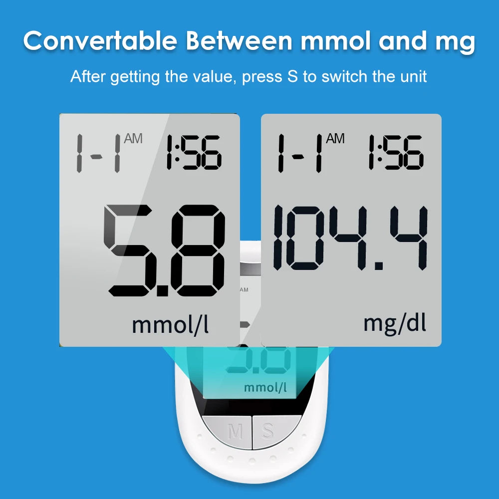 AJC Blood Glucose Meter Glucometer Kit Code Free Diabetes Test 50/100pcs Strips With Lancets Medical Blood Sugar Mg/mmol