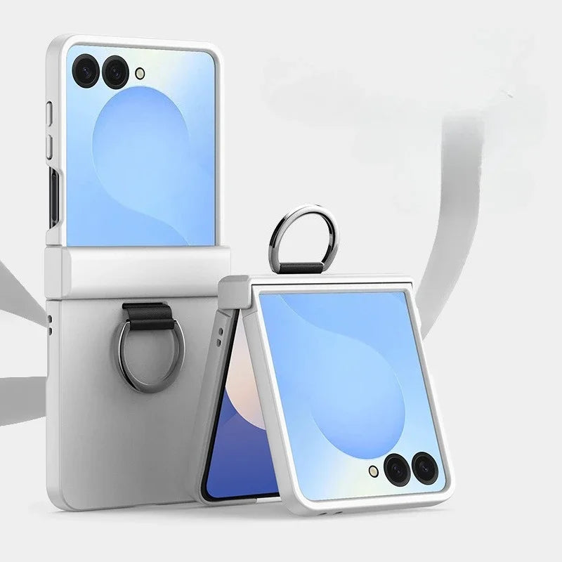 Ring Folding Phone Case for Samsung Galaxy  Z Flip  7 6 5 4 3 ZFlip7 FE All Inclusive Hinge ProtectiveShockproof Cover