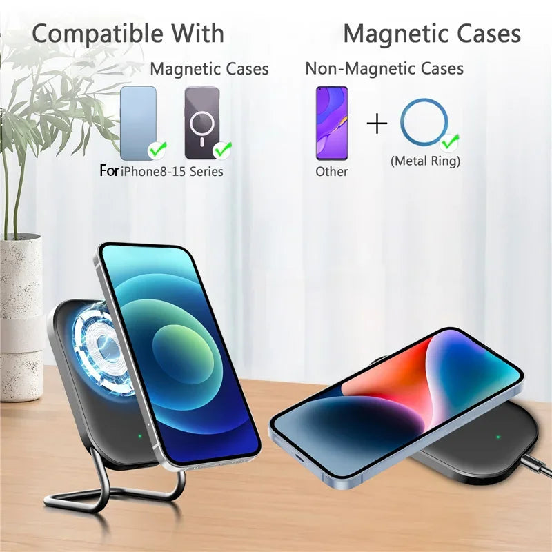 Magnetic Wireless Charger Stand Fast Charging Pad for iPhone 15 14 13 12 Pro Airpods Magnet Phone Chargers Holder Dock Station