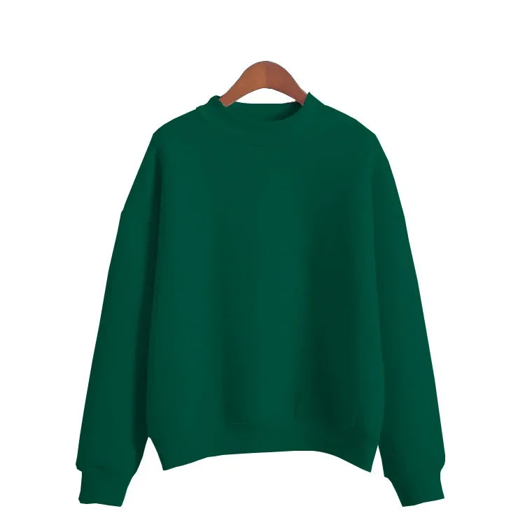 Woman Sweatshirts 2025 Sweet Korean O-neck Knitted Pullovers Thick Autumn Winter Candy Color Loose Hoodies Solid Womens Clothing