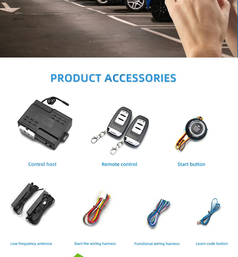 Universal Car Push Button Start Stop Keyless Entry Starter System Cell Phone Bluetooth APP PKE Remote Control Ignition Car Alarm