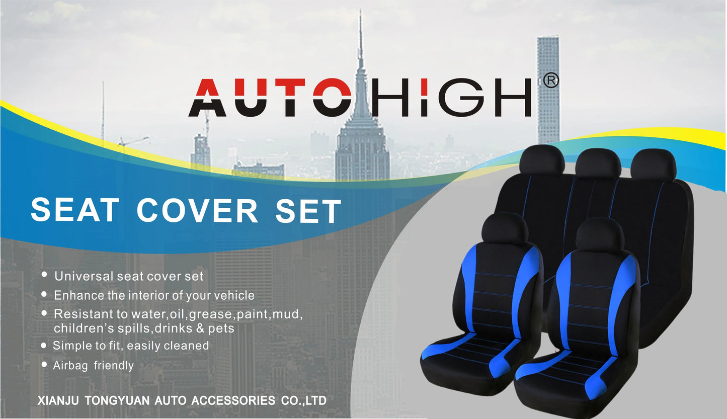 AUTO HIGH Universal Auto Seat Covers Full Set for Car Truck SUV Van Polyester Front & Rear Protector