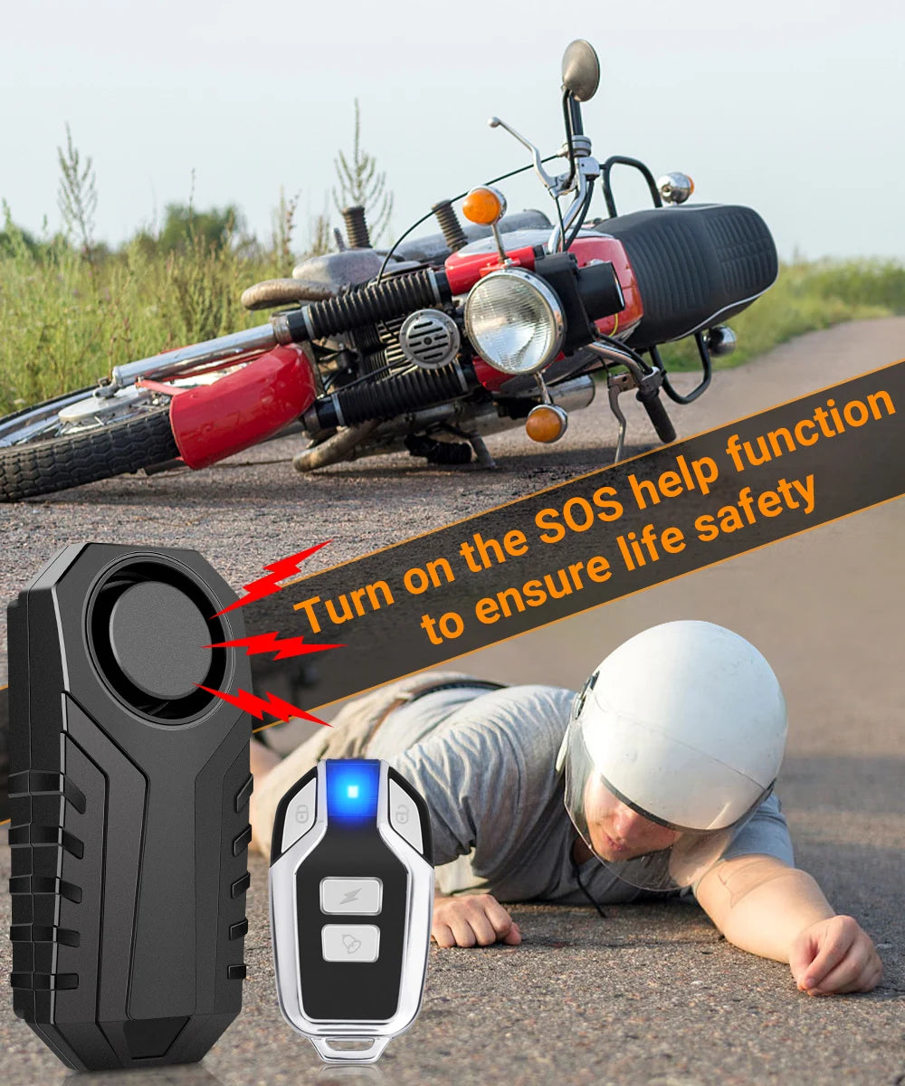 Gadpow Motorcycle Bike Wireless Remote Control Alarm Vibration Sensor 113dB Loud Waterproof Security Alarm