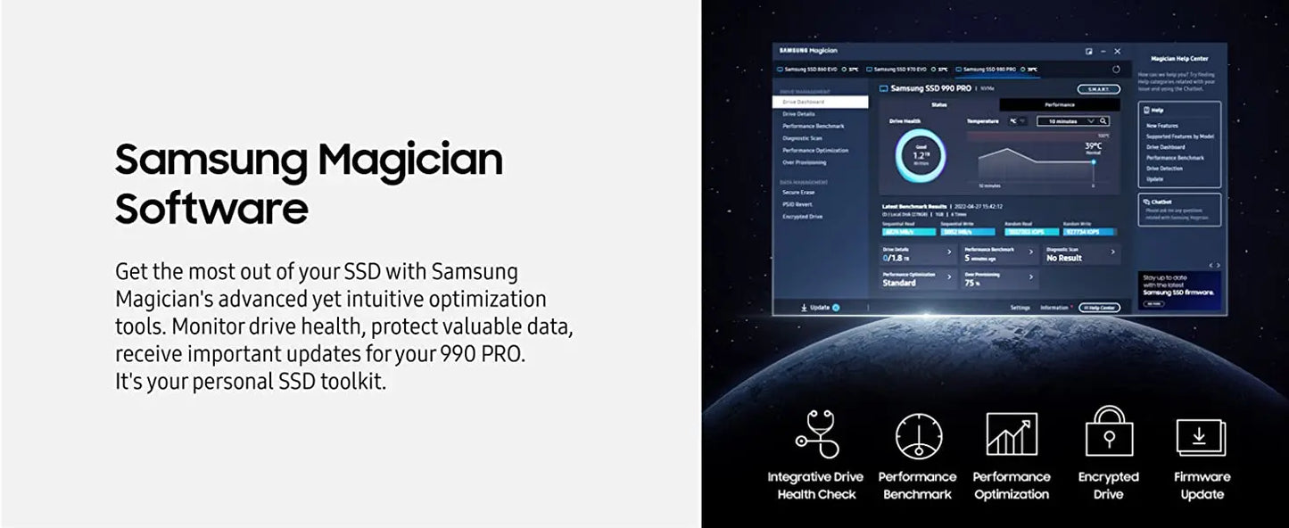 Samsung 990 Pro 1TB 2TB 4TB SSD PCIe Gen 4.0x4 Solid State Drive NVMe 2.0 M.2 2280 Internal SSD for Desktop Laptop