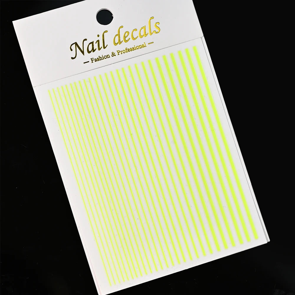1Sheet Laser Gold/Silver Line 3D Nail Art Stickers Colorful/Black/White Stripe Self-Adhesive Slider DIY Lines Manicure Decals *&