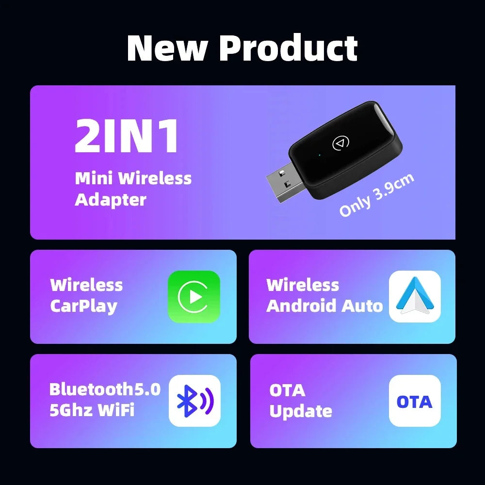 Mini CarPlay Box For Audi Mercedes Volvo Volkswagen Support Bluetooth Wireless Android Auto Connection Charging Siri IOS15