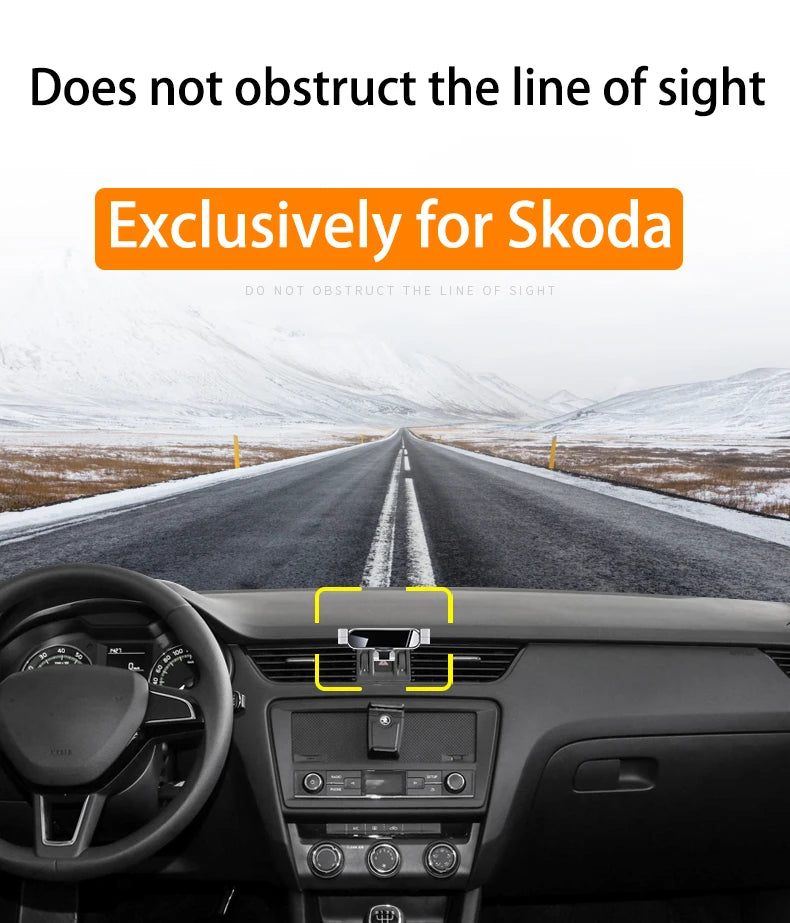 Car Mobile Phone Holder For Skoda  Octavia 16-2022 360 Degree Rotating GPS Special Mount Support Navigation Bracket Accessories