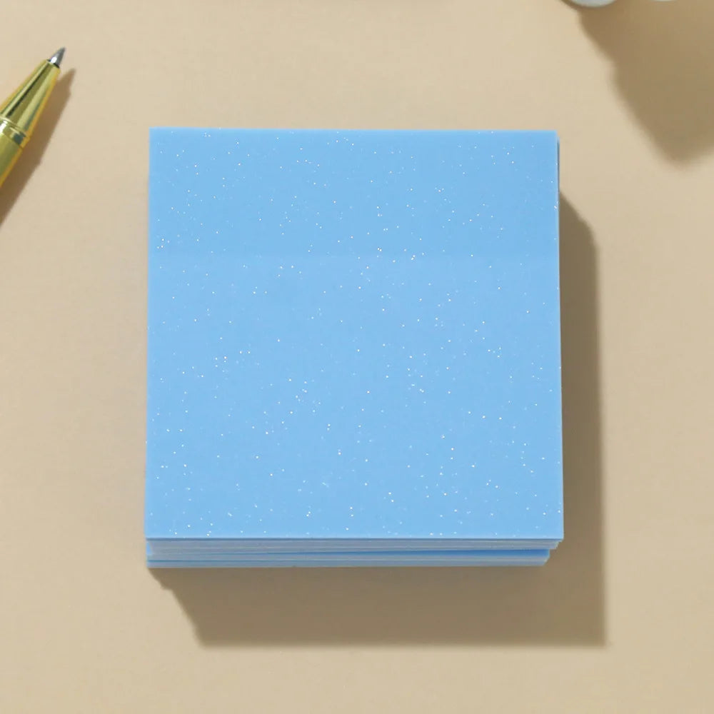 50Sheets Gradient Color Glitter Sticky Notes N times sticker PET Waterproof Memo pad Notepad School Stationery Office Supplies