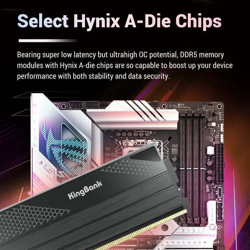 KingBank Hynix A- die Chip Memoria Ram DDR5 16GBx2 7200 6800 MHz Support Intel XMP 3.0 AMD EXPO Dual-channel DIMM Desktop Memory