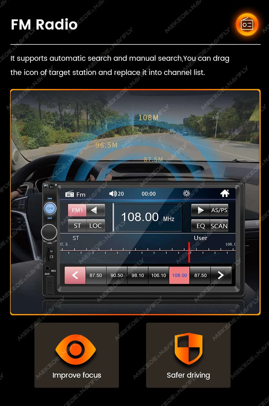 7 Inch HD Touch Screen Intelligent System Car Multimedia MP5 Player For Universal Support Back-up Camera SWC Mirror Link AUX-In