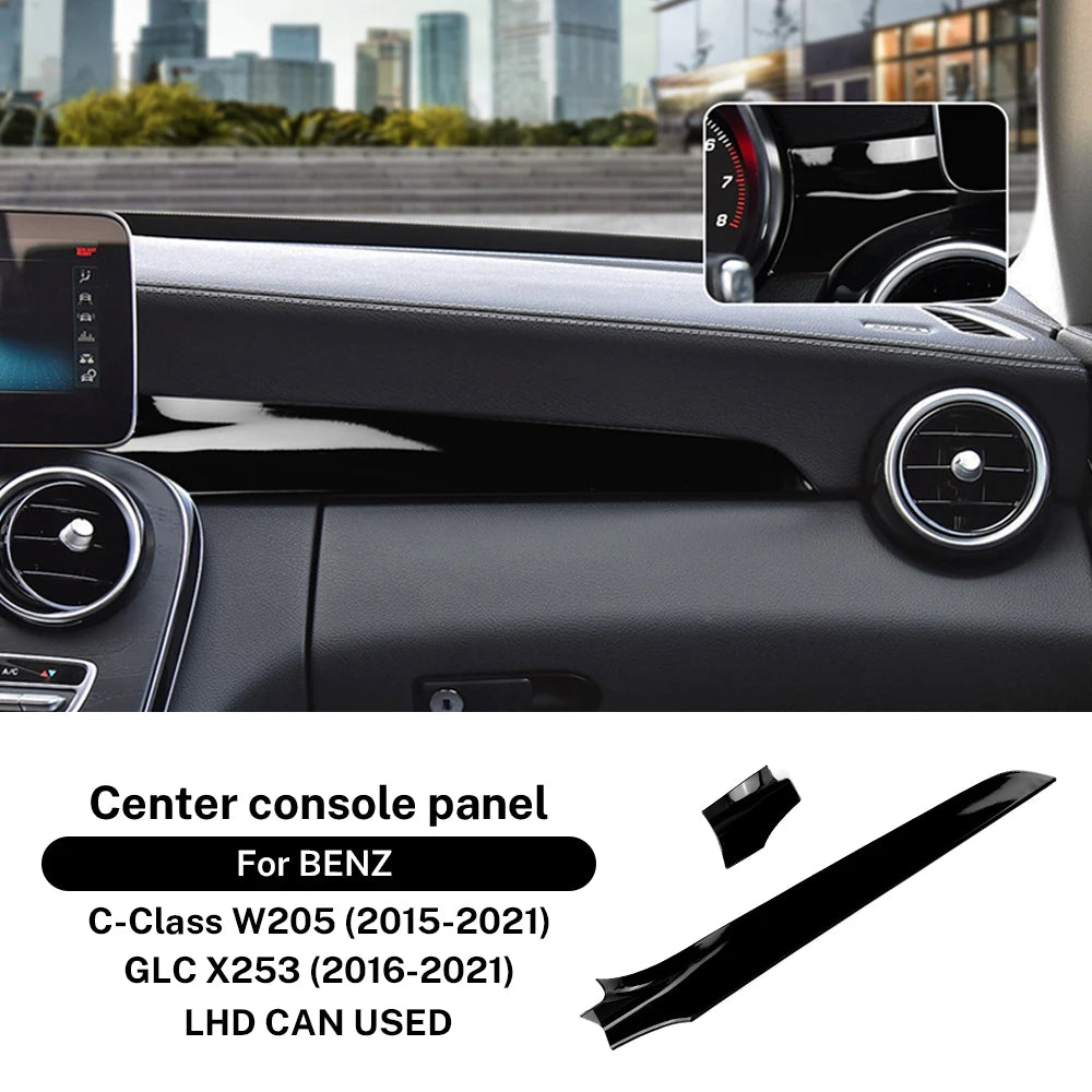 For Mercedes Benz C Class W205 C180 C200 GLC X253 2015 2016 2021 LHD RHD Carbon Fiber ABS Center Console Dashboard Trim Cover